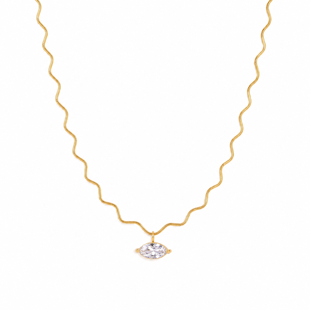 Tara 18K PVD Gold Plated Minimalist Wavy Chain Necklace