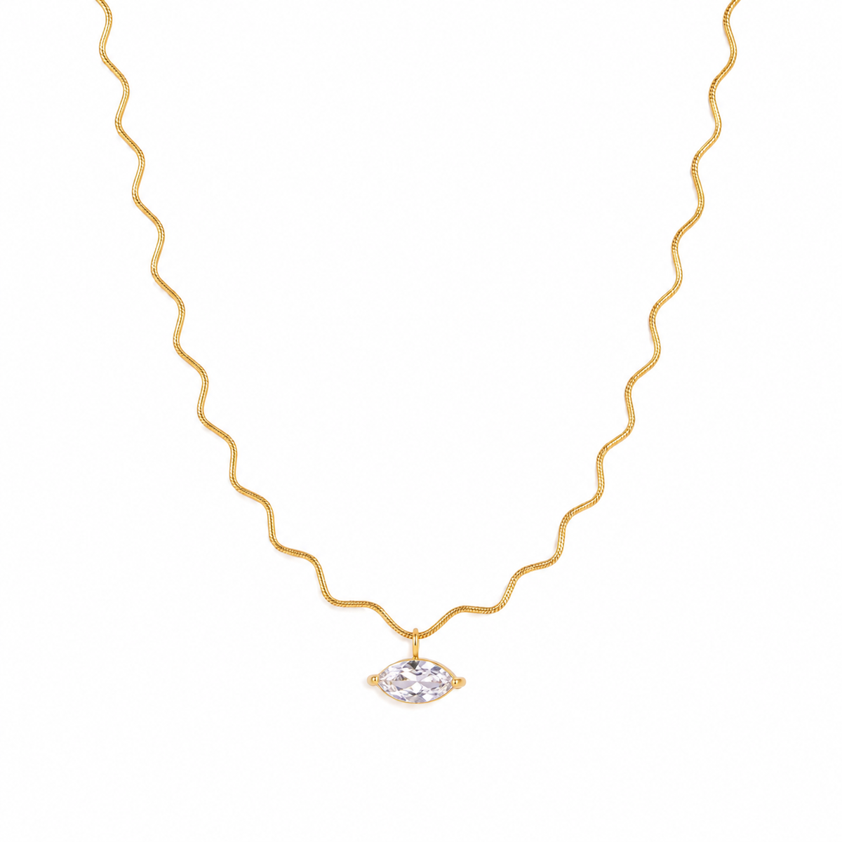 Tara 18K PVD Gold Plated Minimalist Wavy Chain Necklace