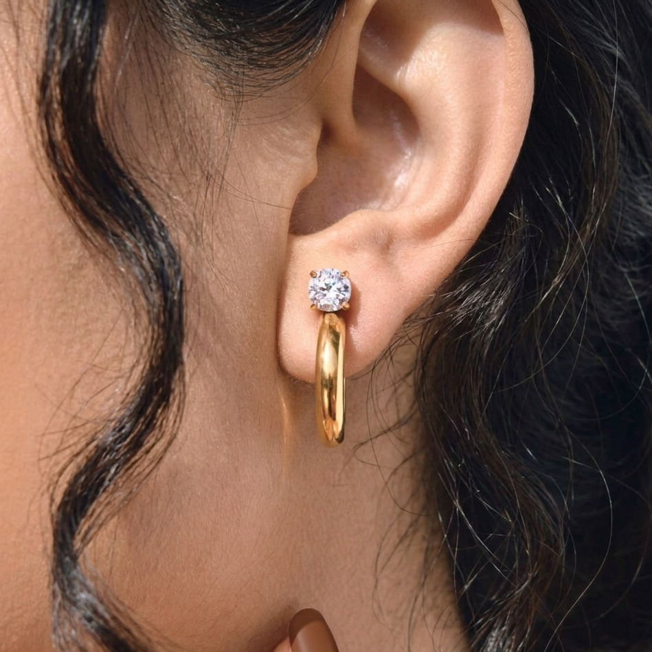 Amoria Gold Zircon Hoop Earrings