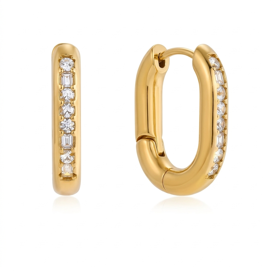 Arcelia Gold Diamond Look Huggie Hoops