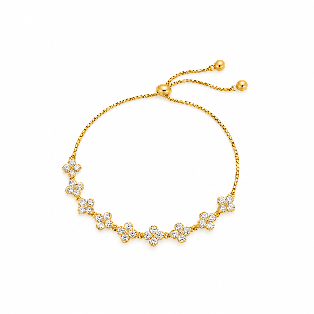 Eliana Floral CZ Gold Adjustable Bracelet