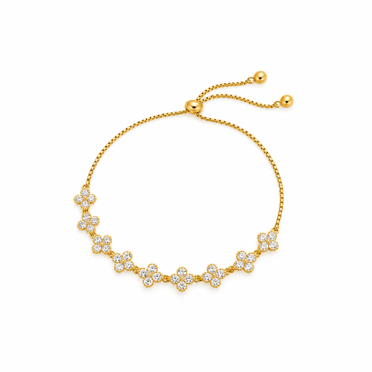 Eliana Floral CZ Gold Adjustable Bracelet