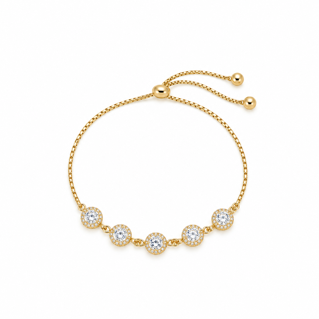 Seraphina Gold Halo CZ Gemstone Bracelet