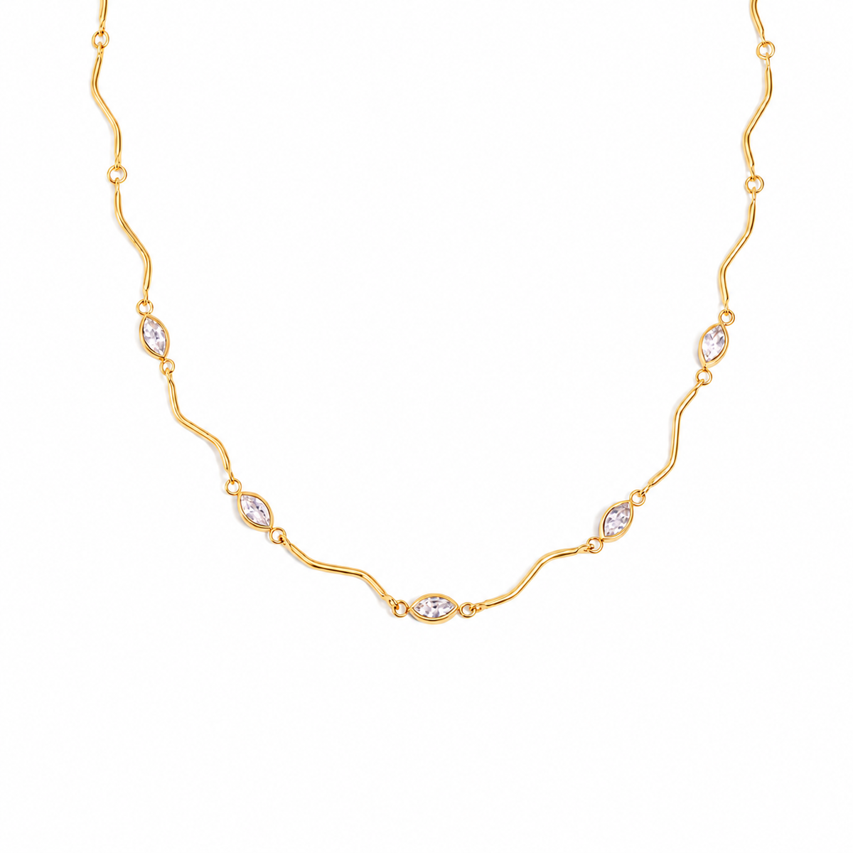 Kiara 18K PVD Gold Plated Marquise CZ Stone Necklace