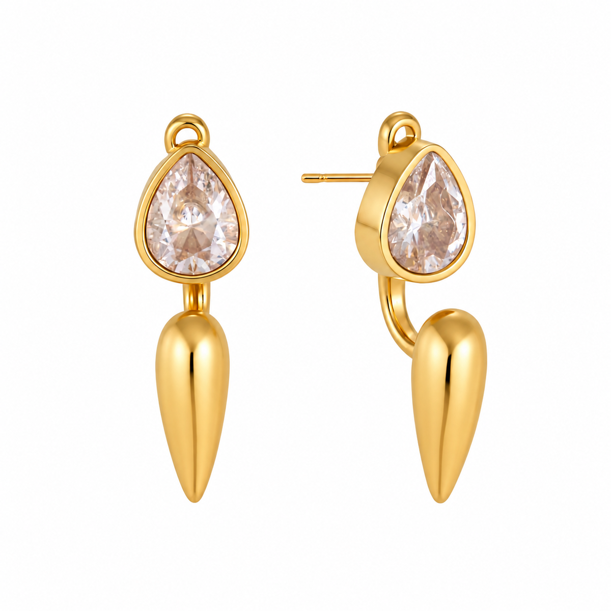Elara 18K PVD Gold Teardrop CZ Drop Earrings