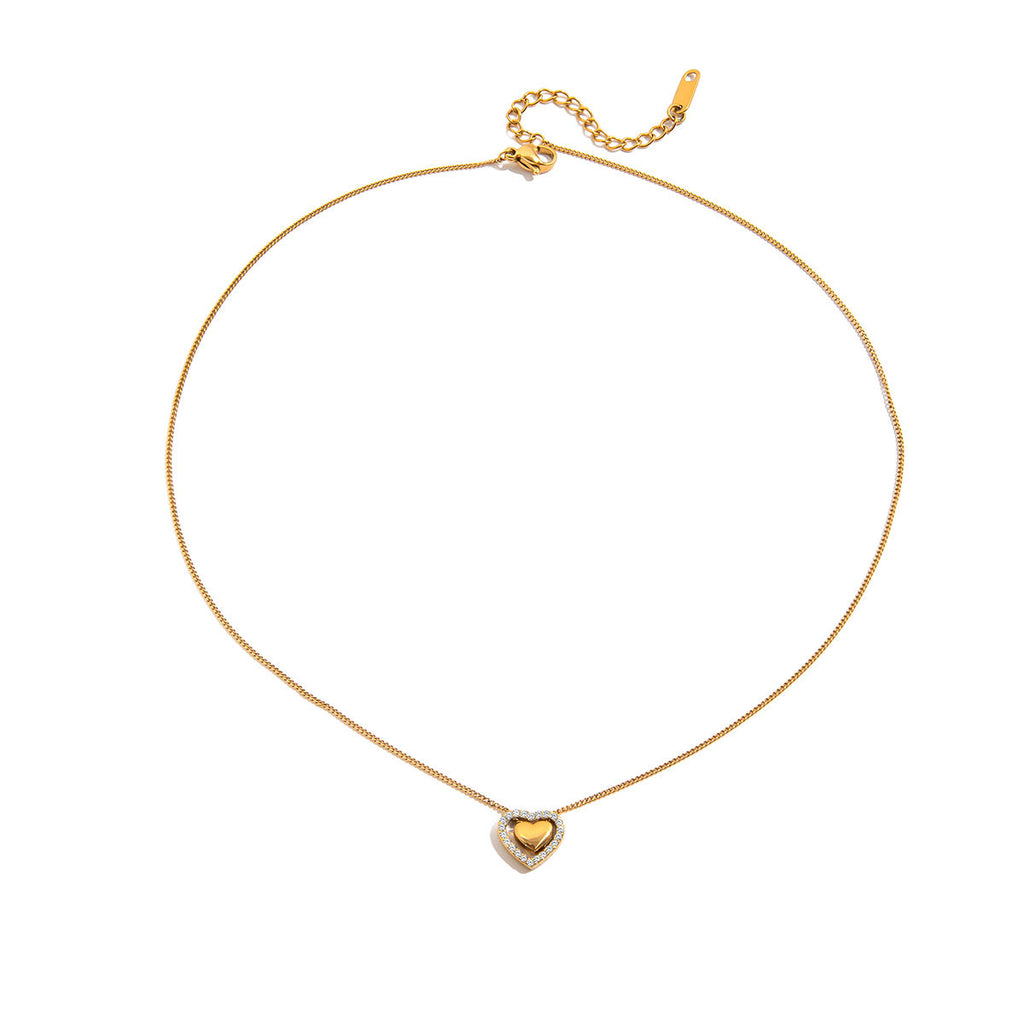 Renee Gold Dual Heart Pendant Necklace