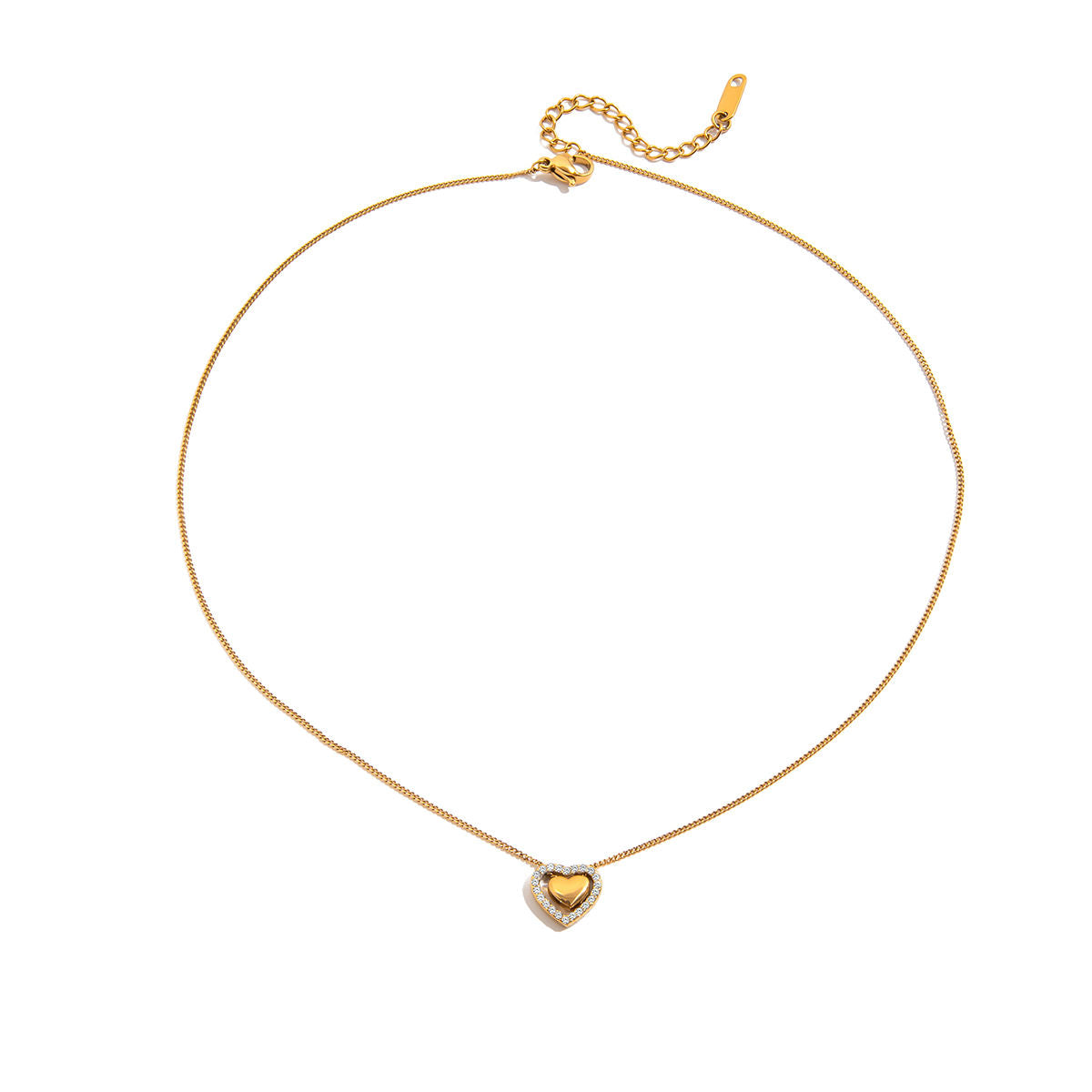 Renee Gold Dual Heart Pendant Necklace