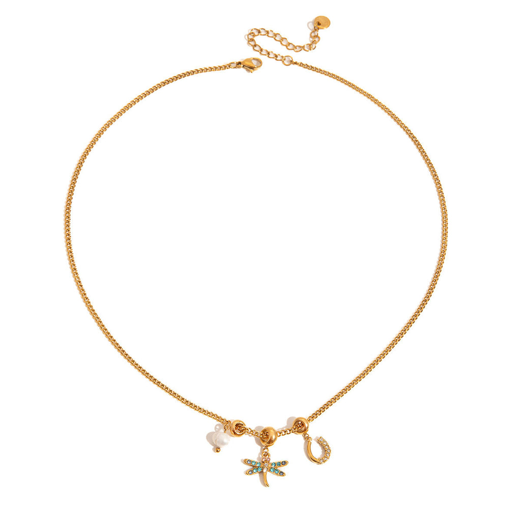 Serena Dragonfly Multicolor CZ Statement Necklace