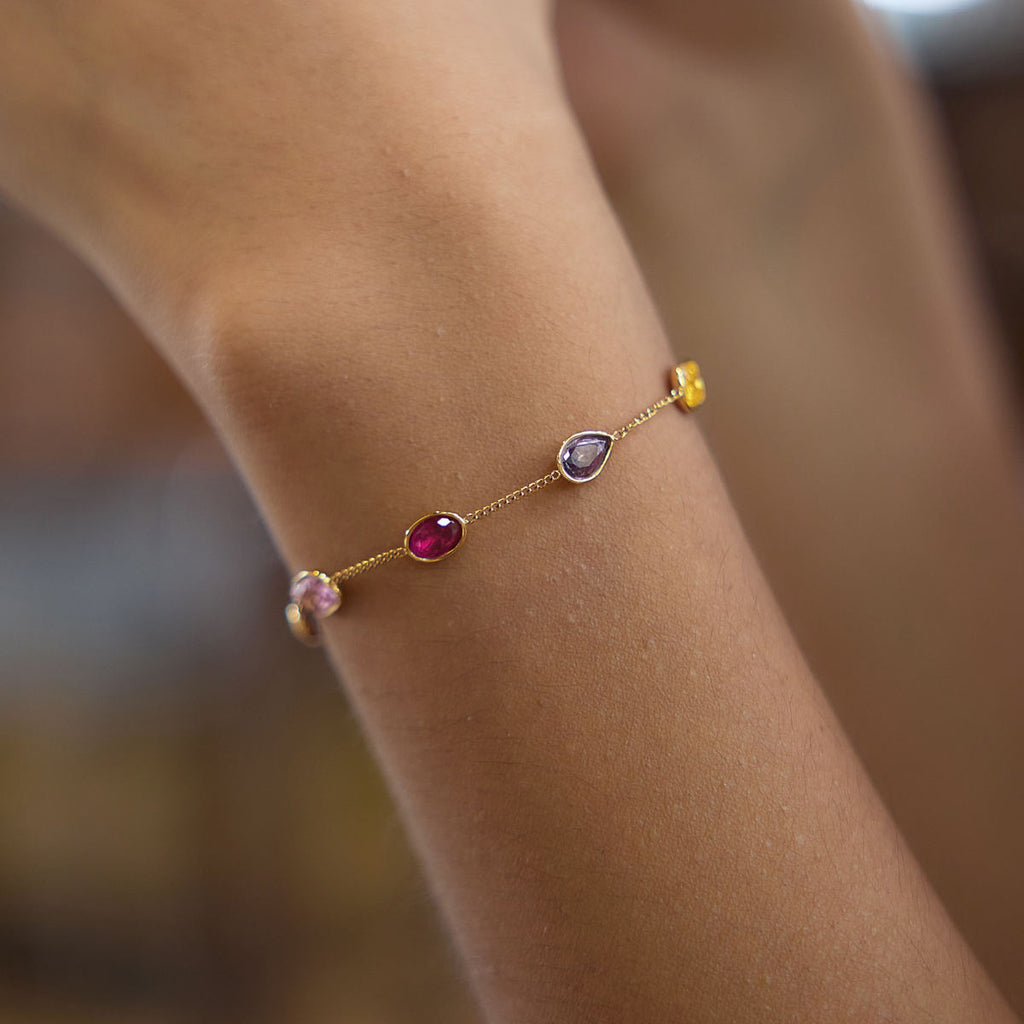 Noémie Rainbow Gemstone Chain Bracelet