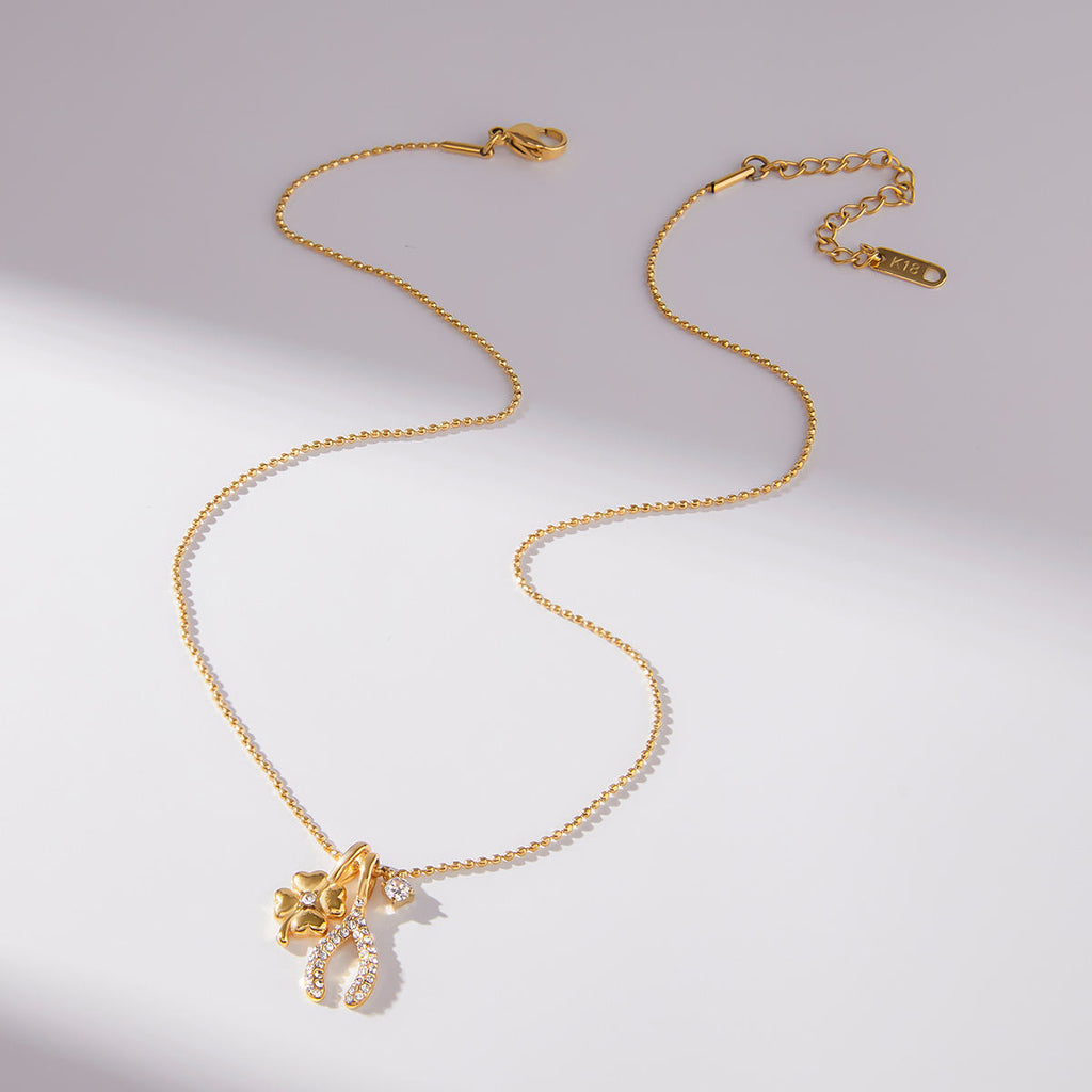 Mila Clover and Horseshoe Charm Necklace