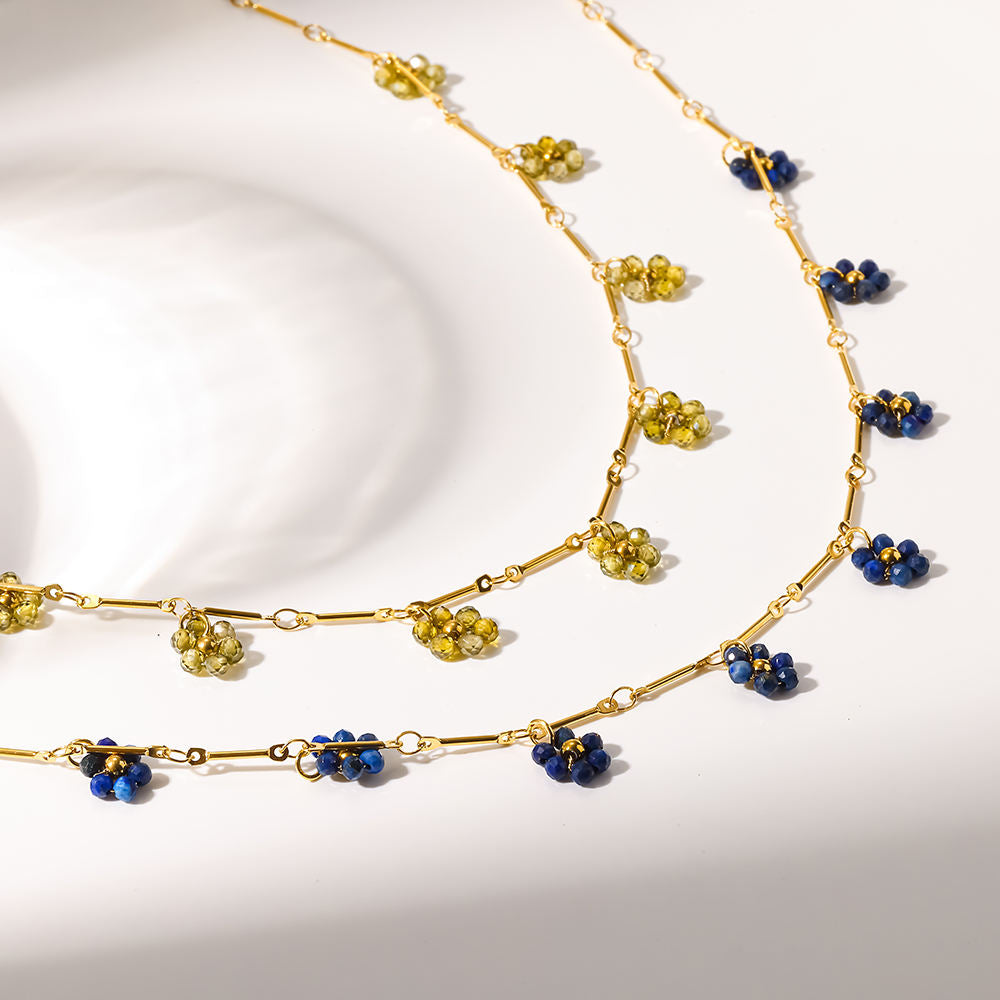 Nora Blue Beaded Charm Necklace