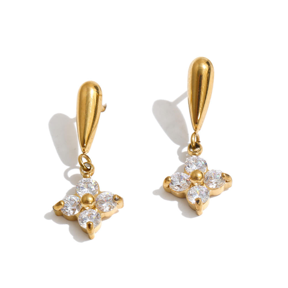 Ivy CZ Floral Dangle Earrings