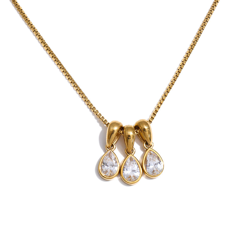 Evie Gold Triple Teardrop Pendant Necklace