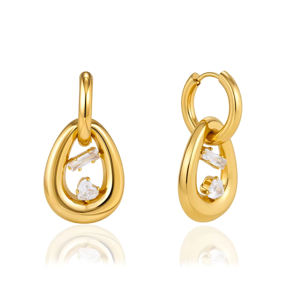 Vivienne Teardrop CZ Charm Earrings