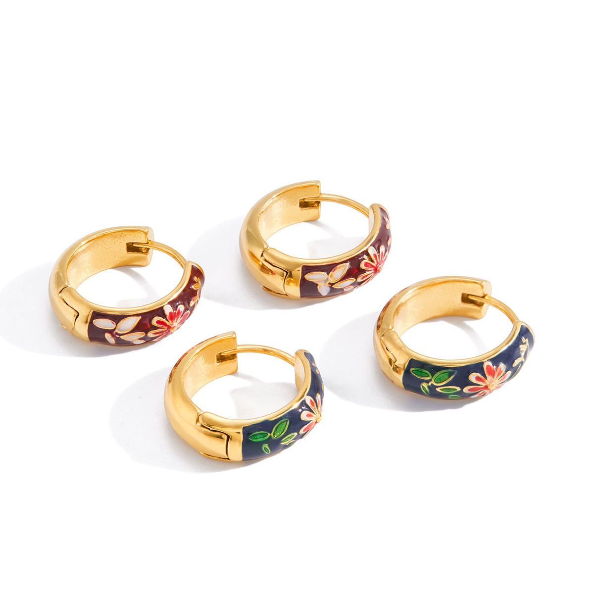 Mira Floral Enamel Hoop Earrings