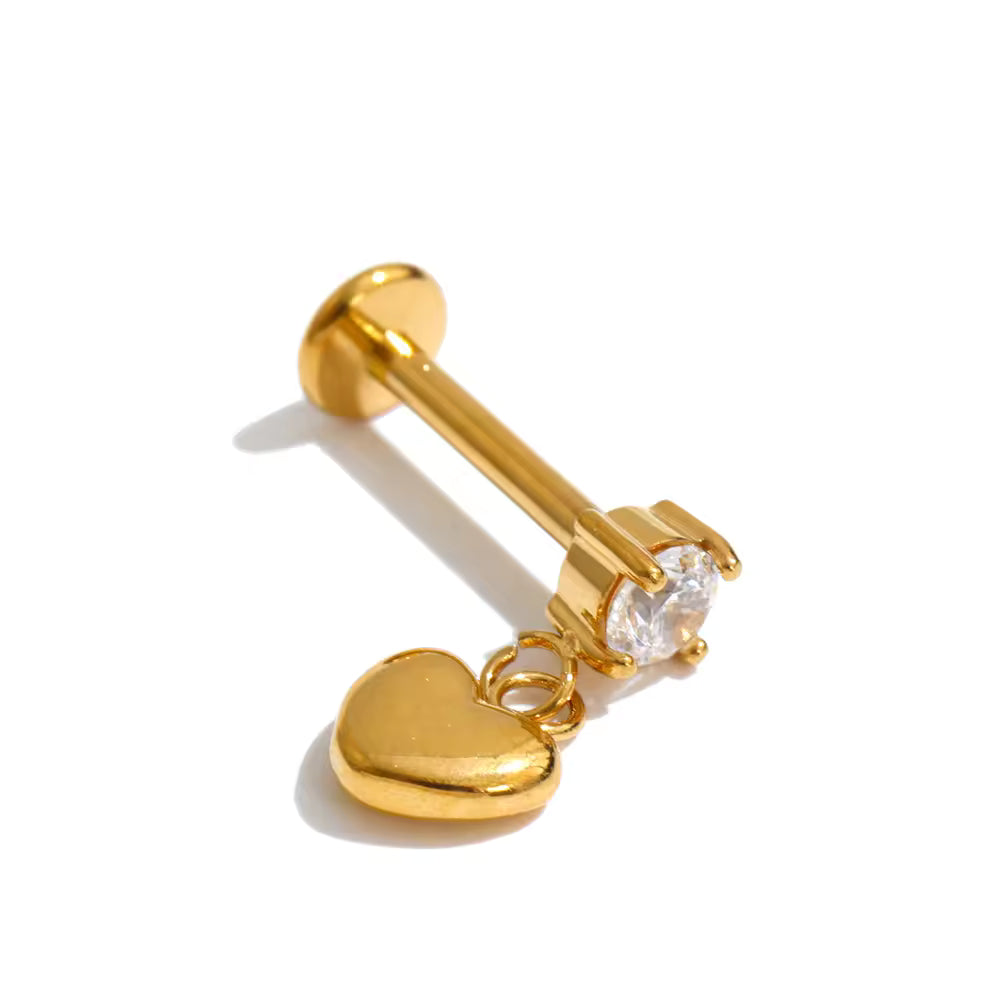 Nyla Heart Charm CZ Ear Piercing
