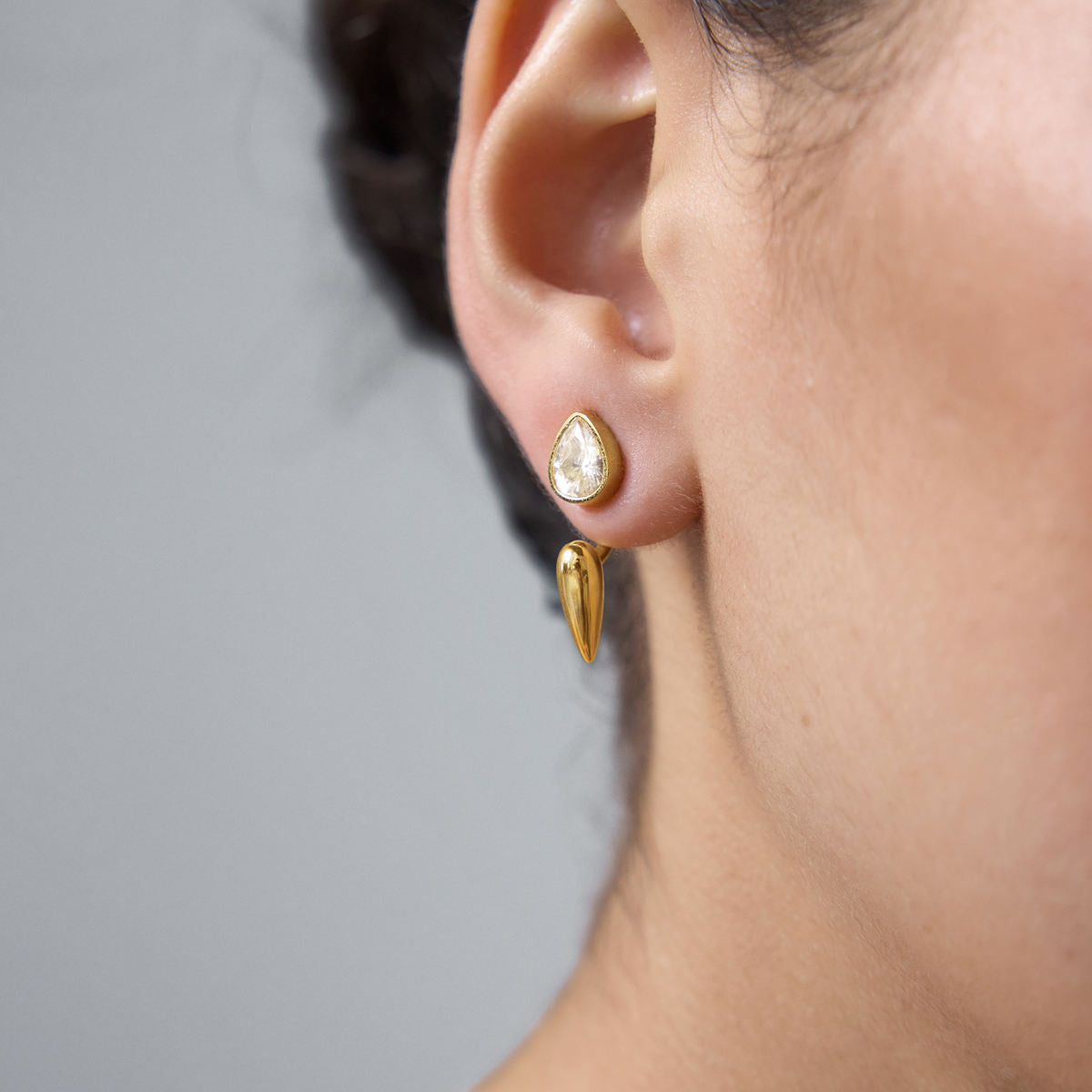 Elara 18K PVD Gold Teardrop CZ Drop Earrings