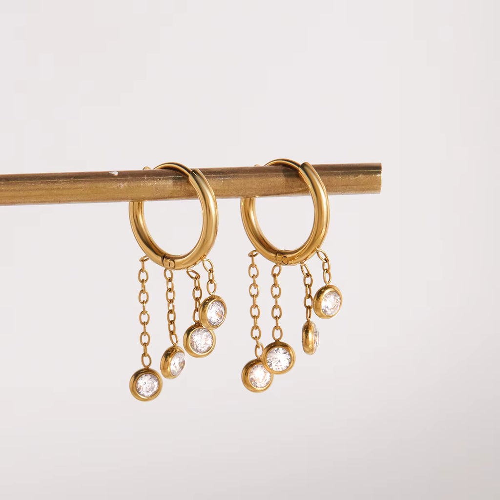 Nora CZ Chain Hoop Earrings