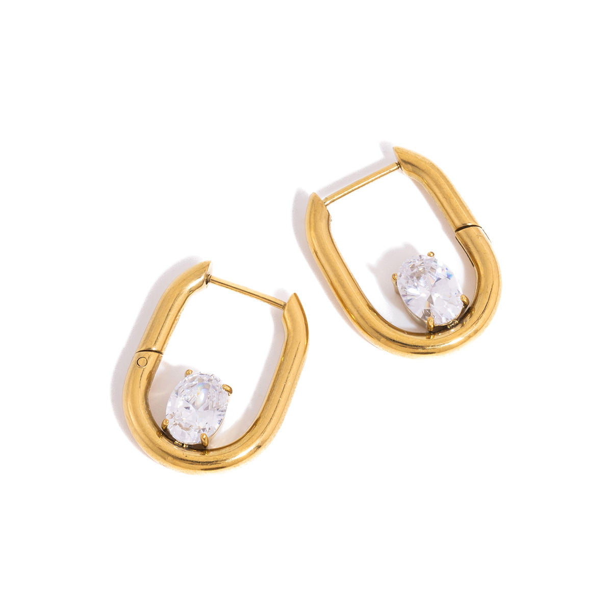 Layla Gold Oval CZ Hoop Earrings