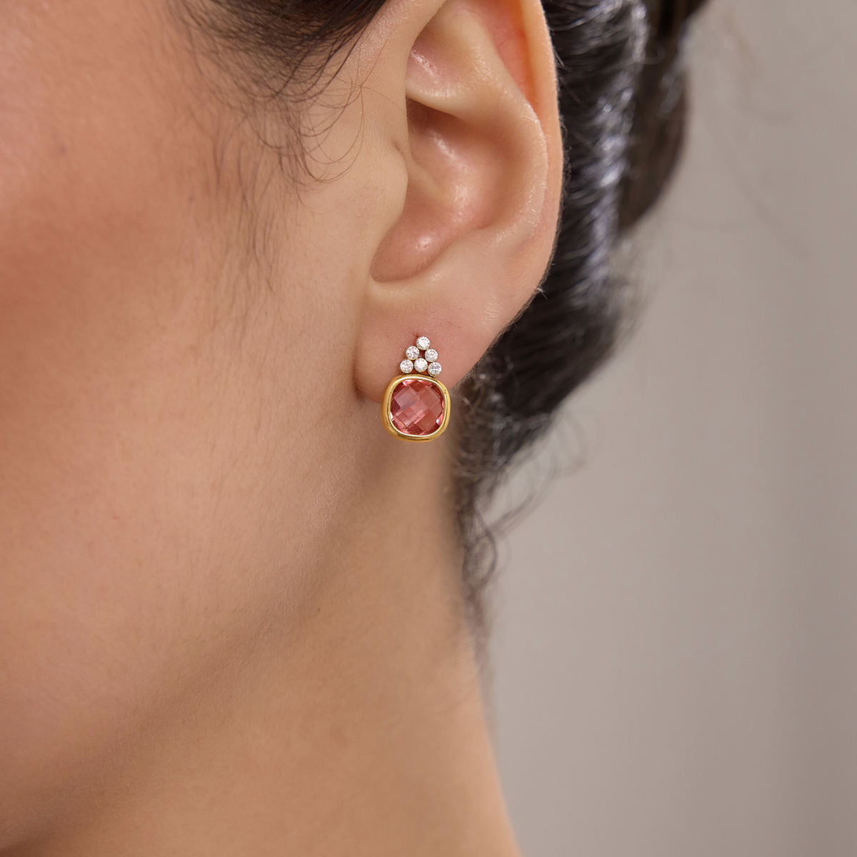 Amara Pink CZ Drop Earrings