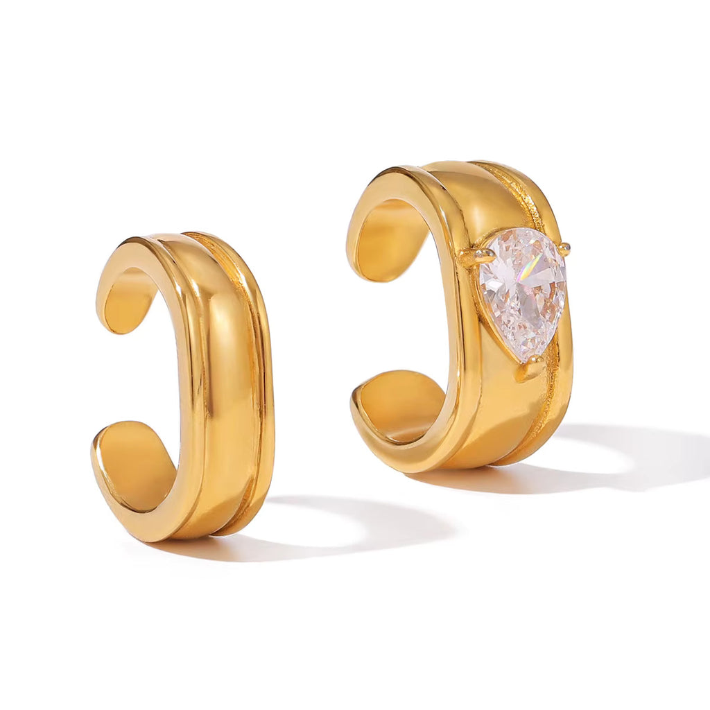 Jess Gold Ear Cuff with Teardrop CZ