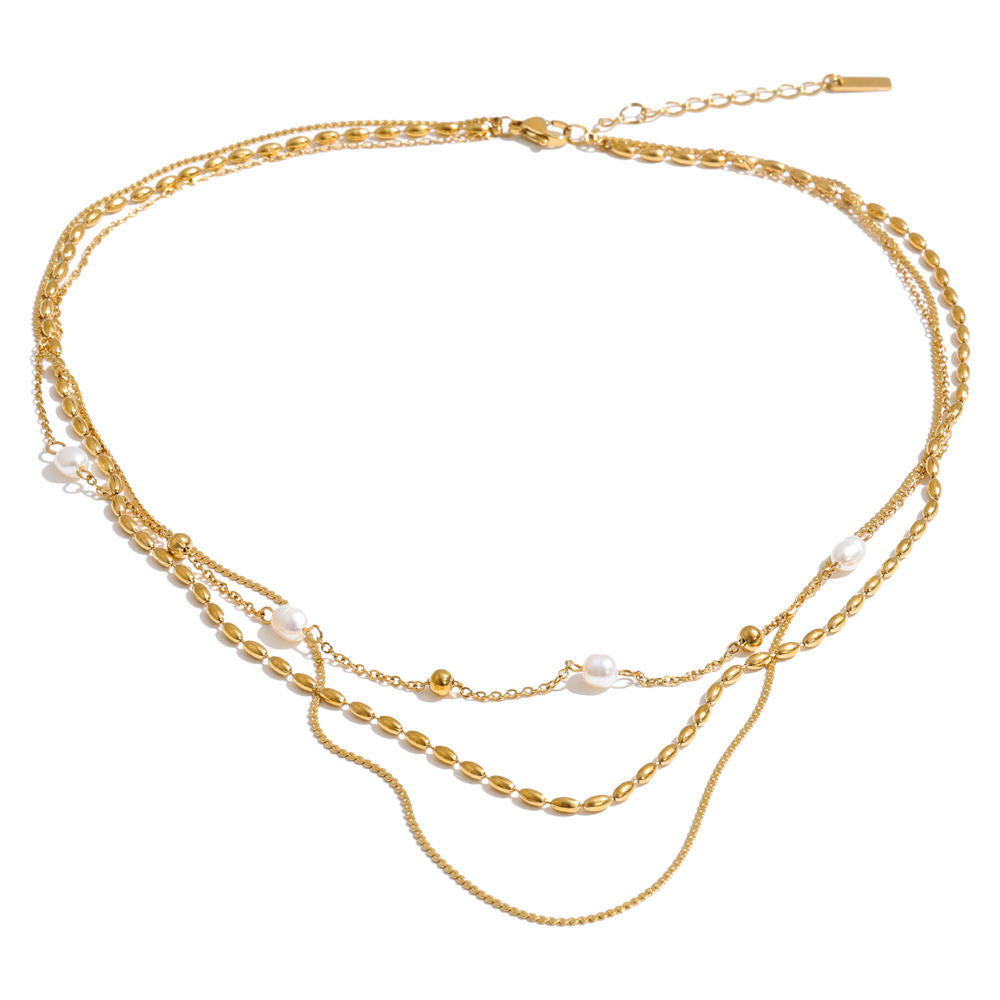 Eliana Pearl Layered Chain Necklace