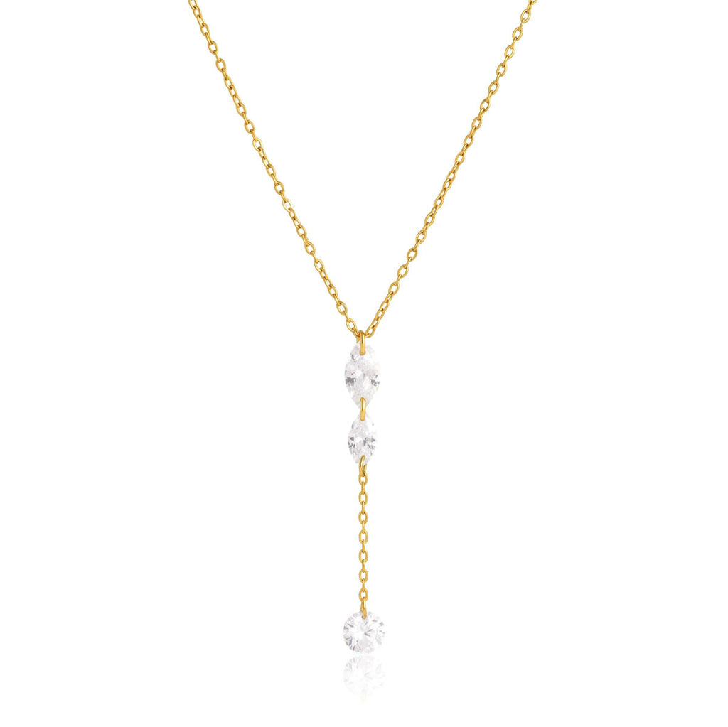 Luna CZ Y-Drop Pendant Necklace