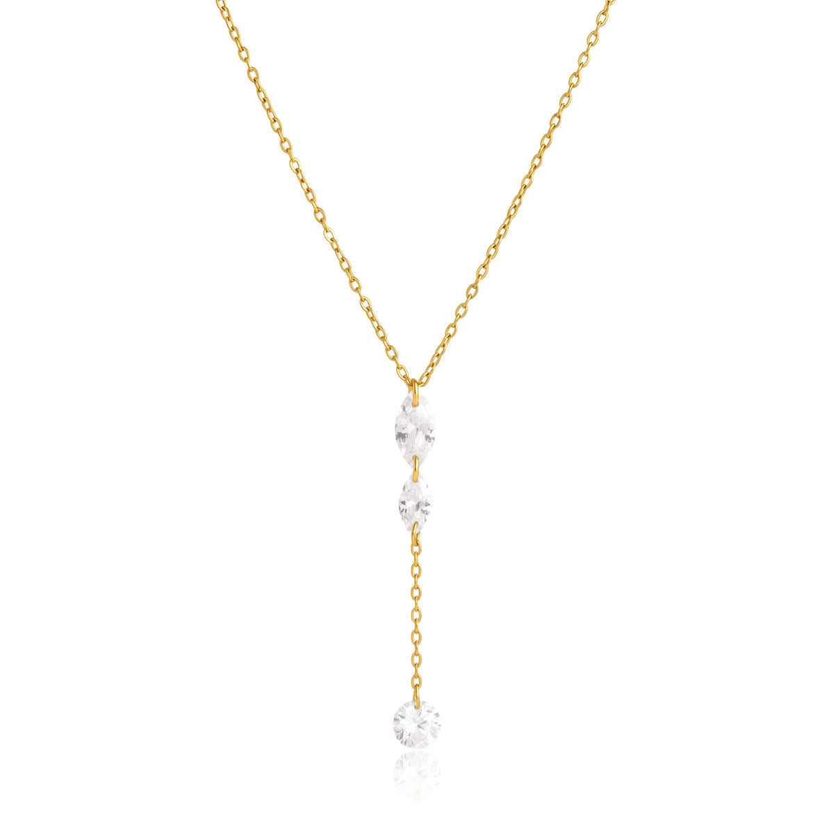 Luna CZ Y-Drop Pendant Necklace