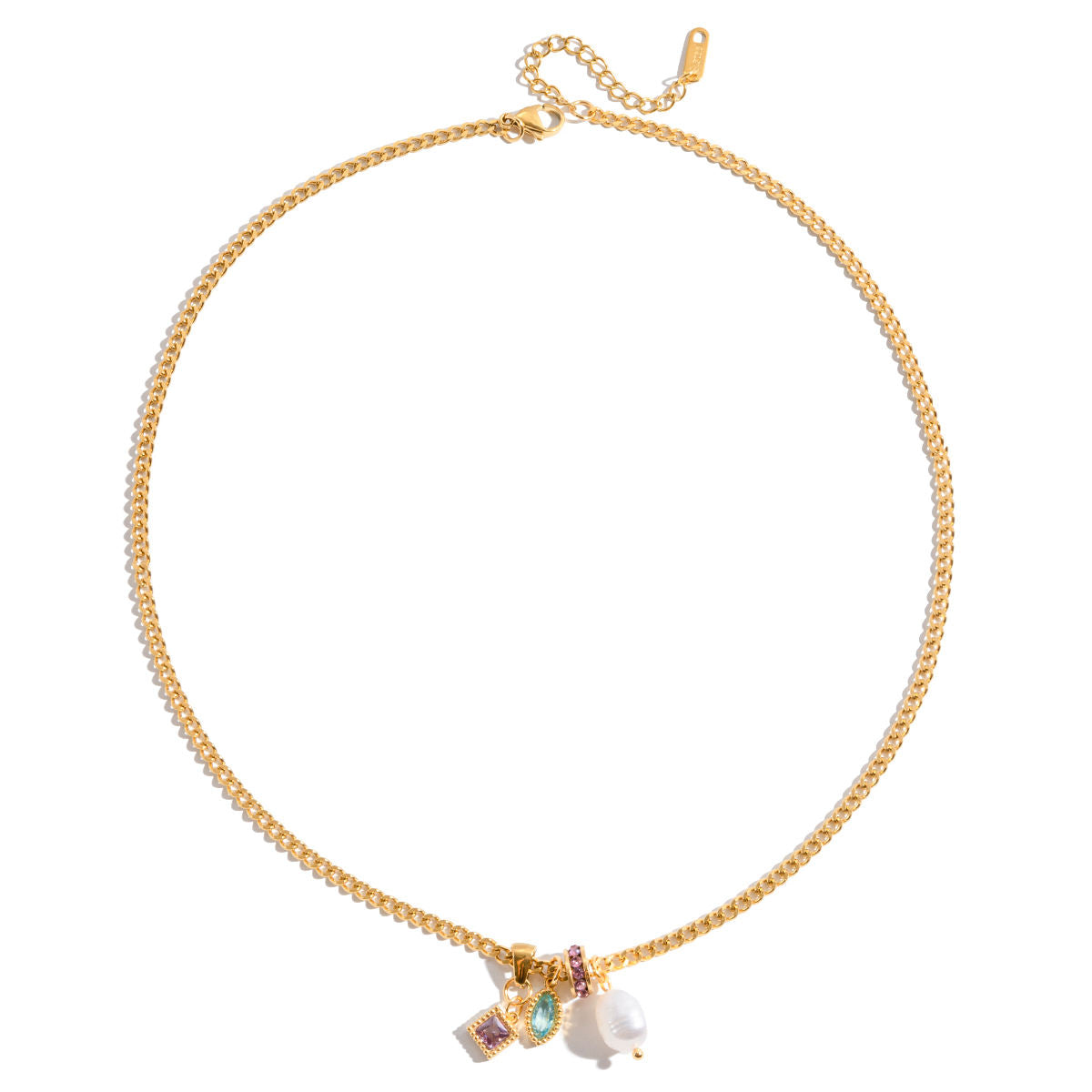 Aurelia Pearl & Crystal Charm Necklace