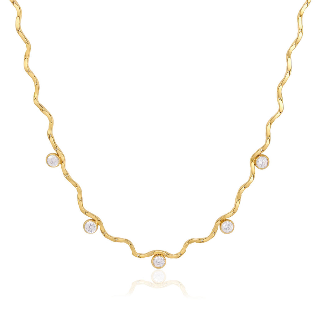 Clara Wavy CZ Gold Necklace