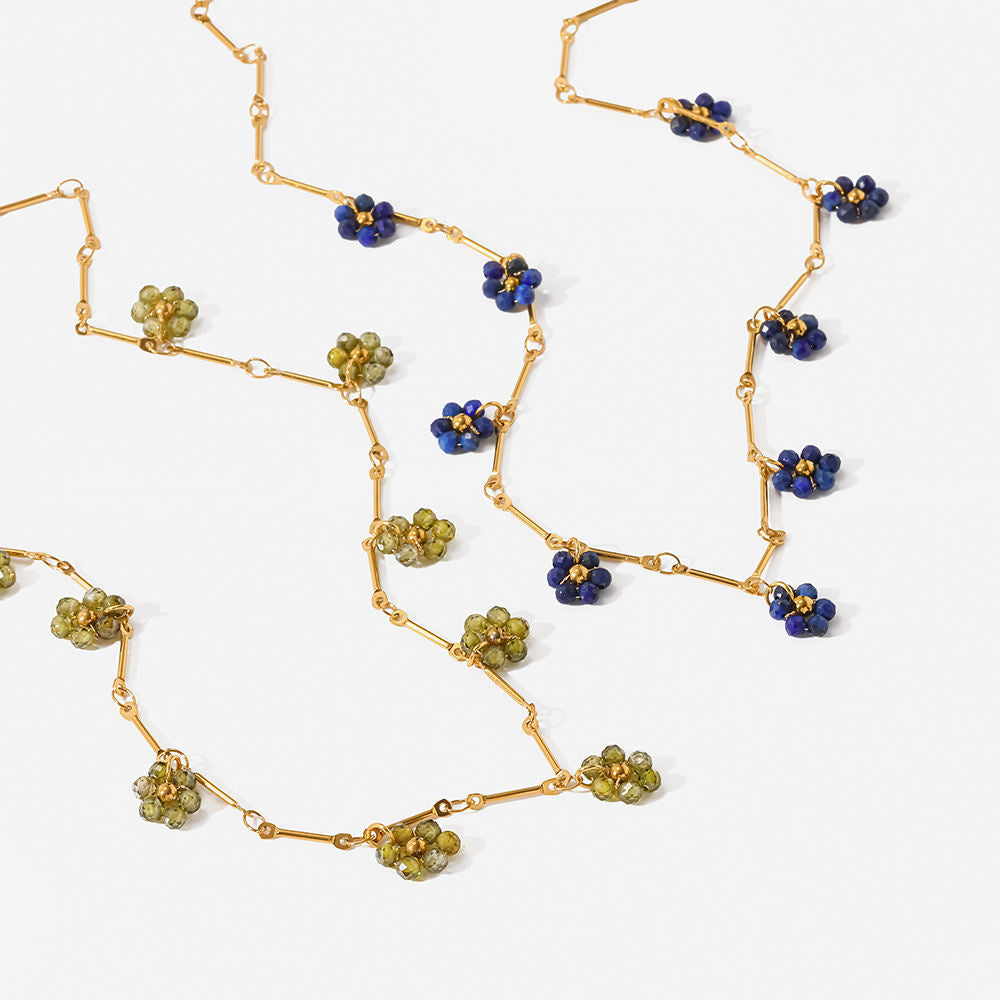 Nora Blue Beaded Charm Necklace