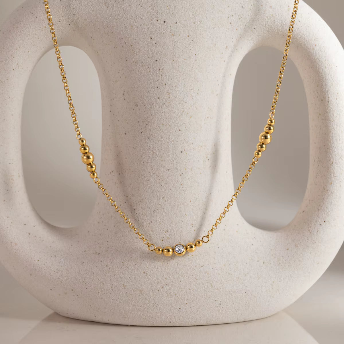 Ariana 18K PVD Minimalist Gold Bead Necklace