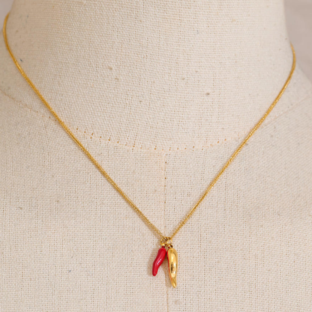 Riya Red Chili Pendant Necklace