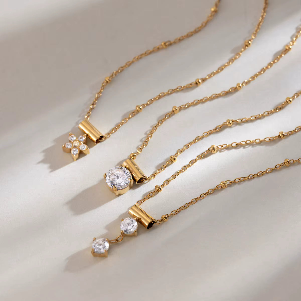 Olivia Gold Double CZ Pendant Necklace