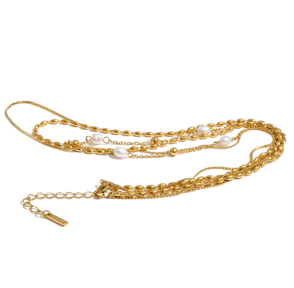 Eliana Pearl Layered Chain Necklace