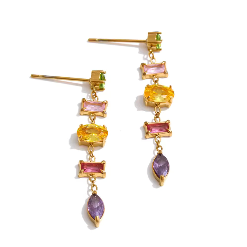 Aurora Multicolor CZ Drop Earrings