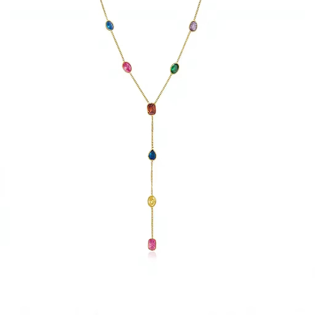 Valentina Multicolor Lariat Necklace