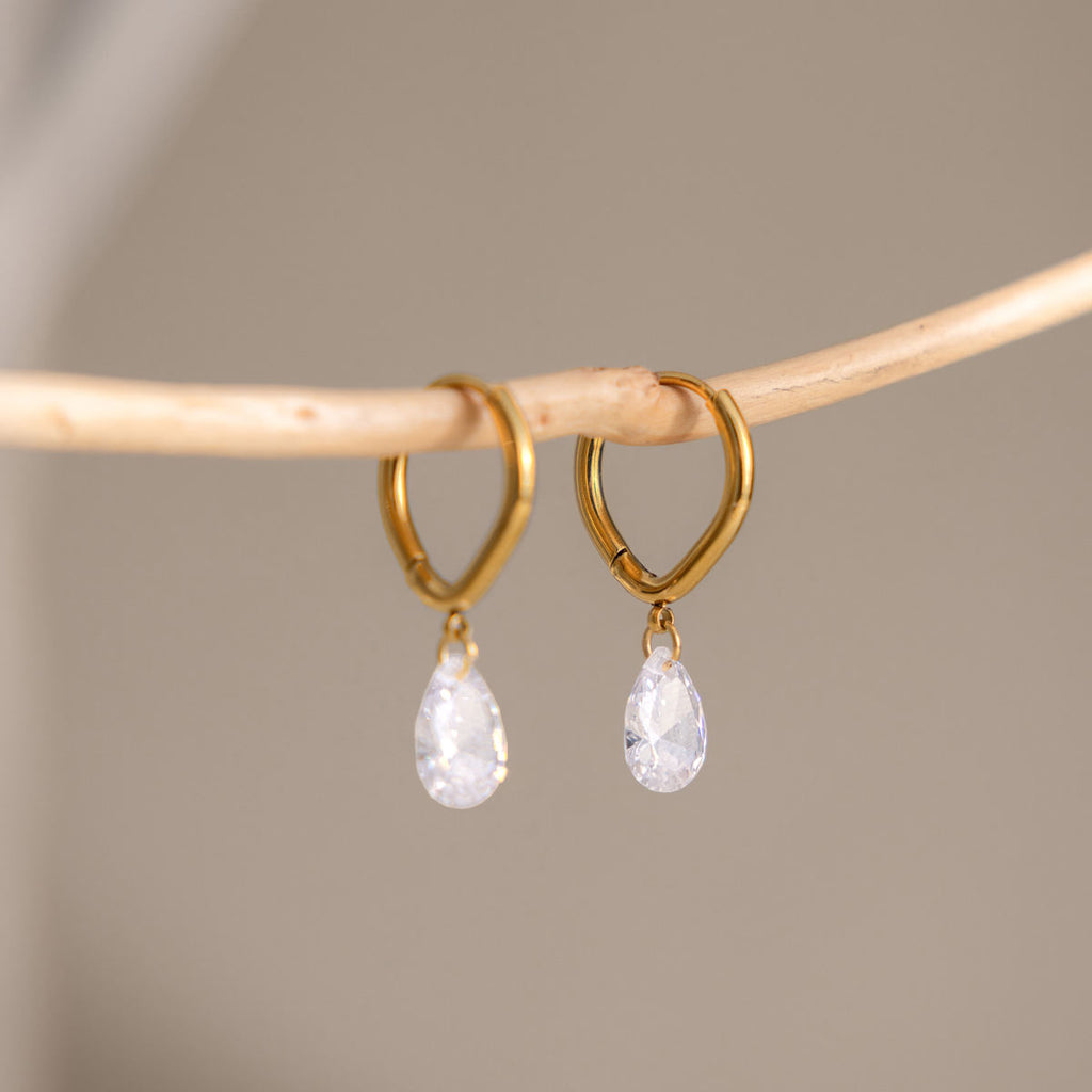 Sophia Pear Drop Hoop Earrings