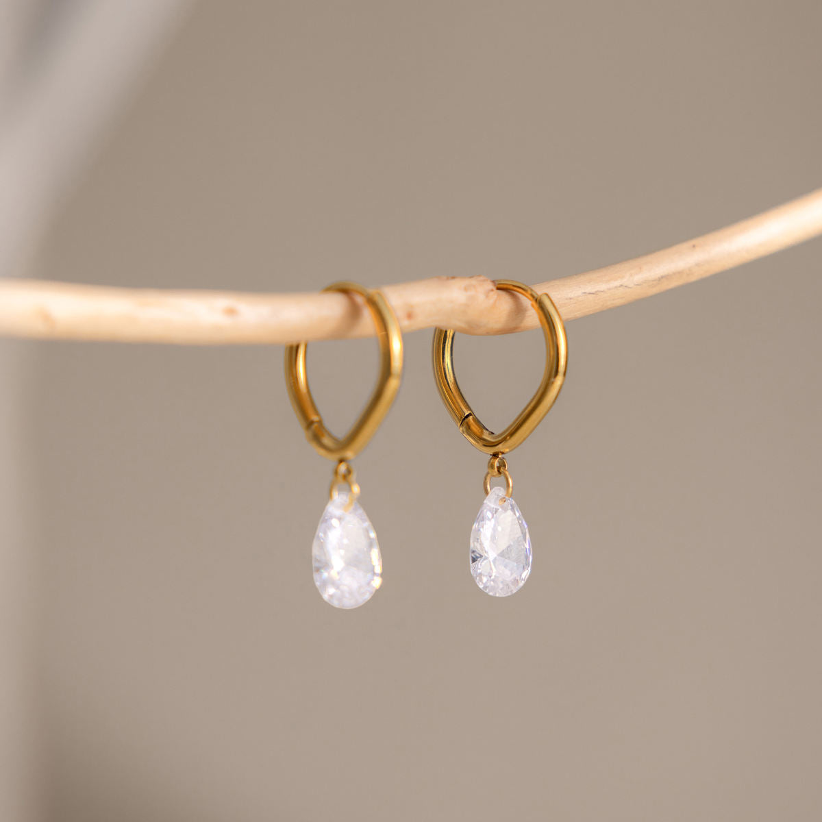 Sophia Pear Drop Hoop Earrings