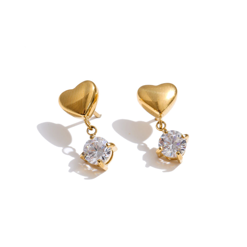 Sienna Gold Heart Drop Earrings