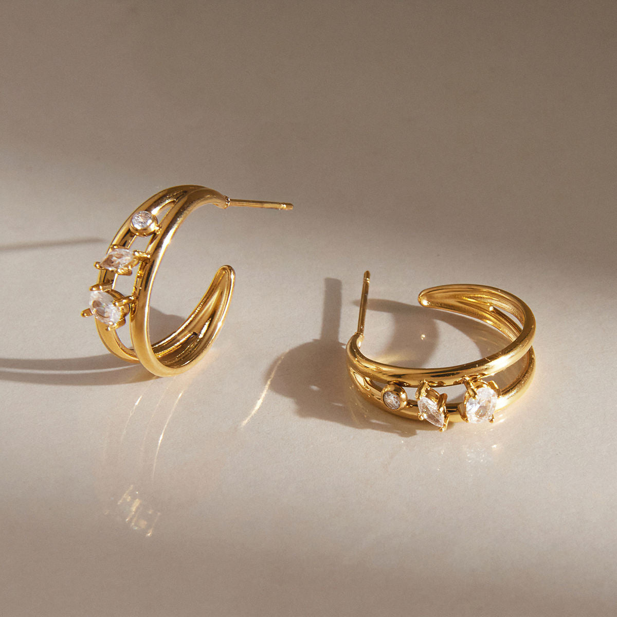 Rosalie Multi Stone Gold Hoop Earrings
