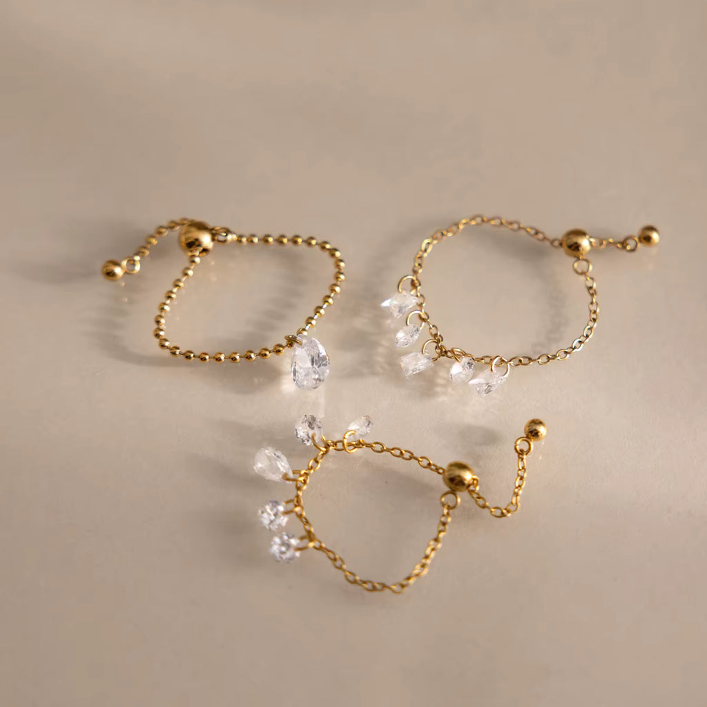 Rosalie Pear Drop Slider Adjustable Ring