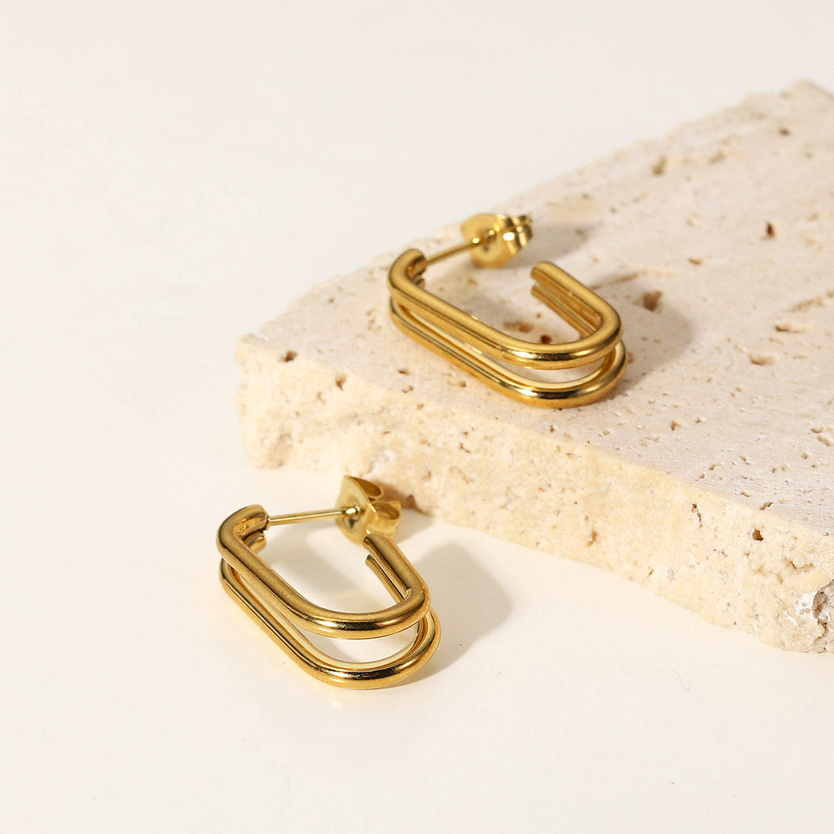 Clara Double Hoop CZ Drop Earrings