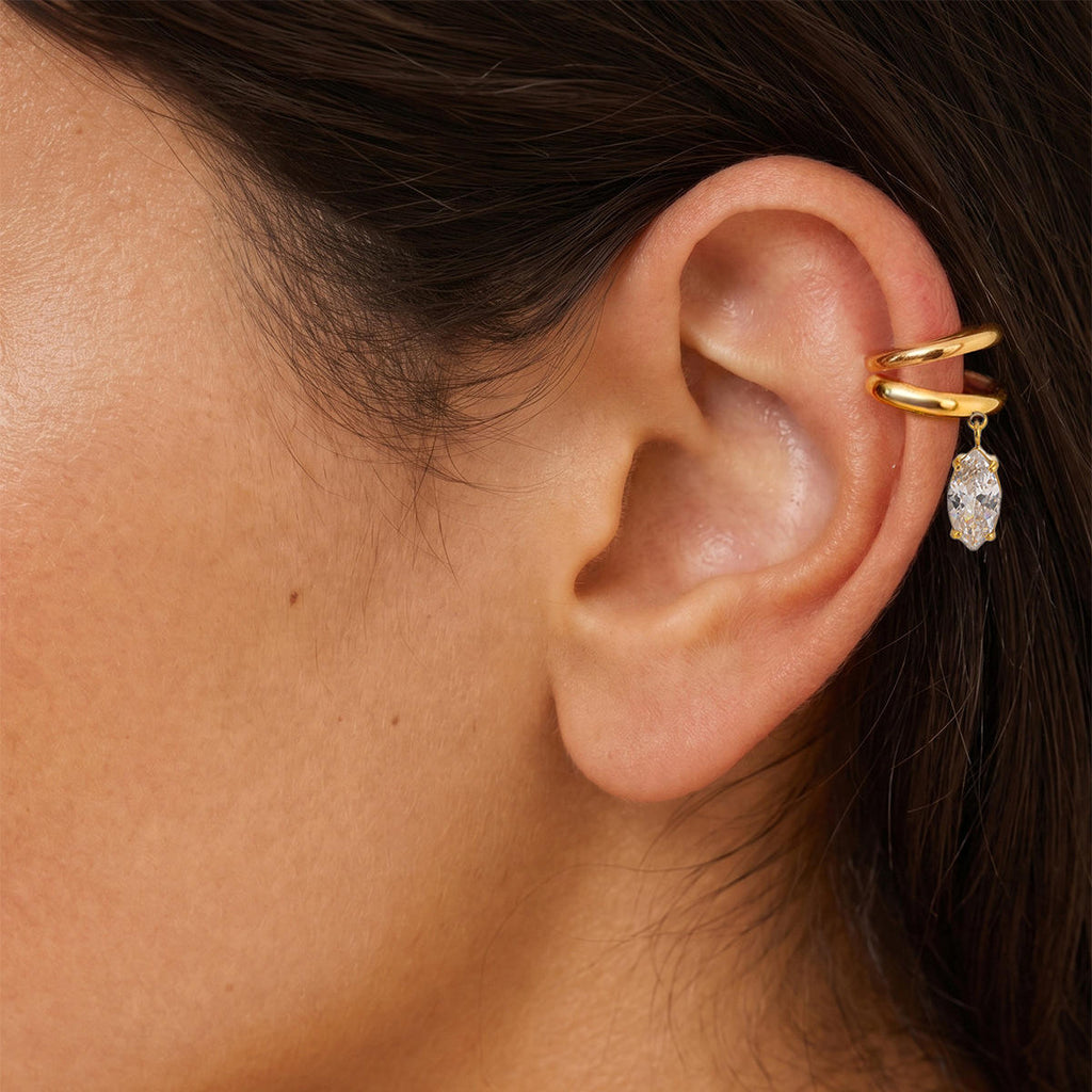 Elena Marquise CZ Gold Ear Cuff (Right)
