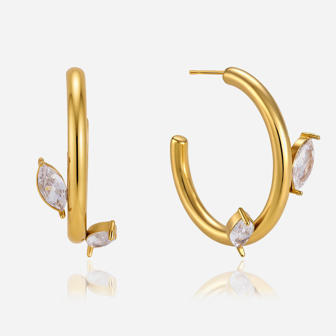 Celine Gold Teardrop CZ Hoop Earrings