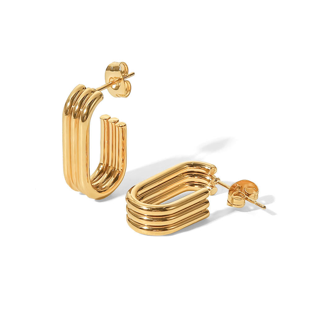 Selene Geometric Gold Hoop Earrings