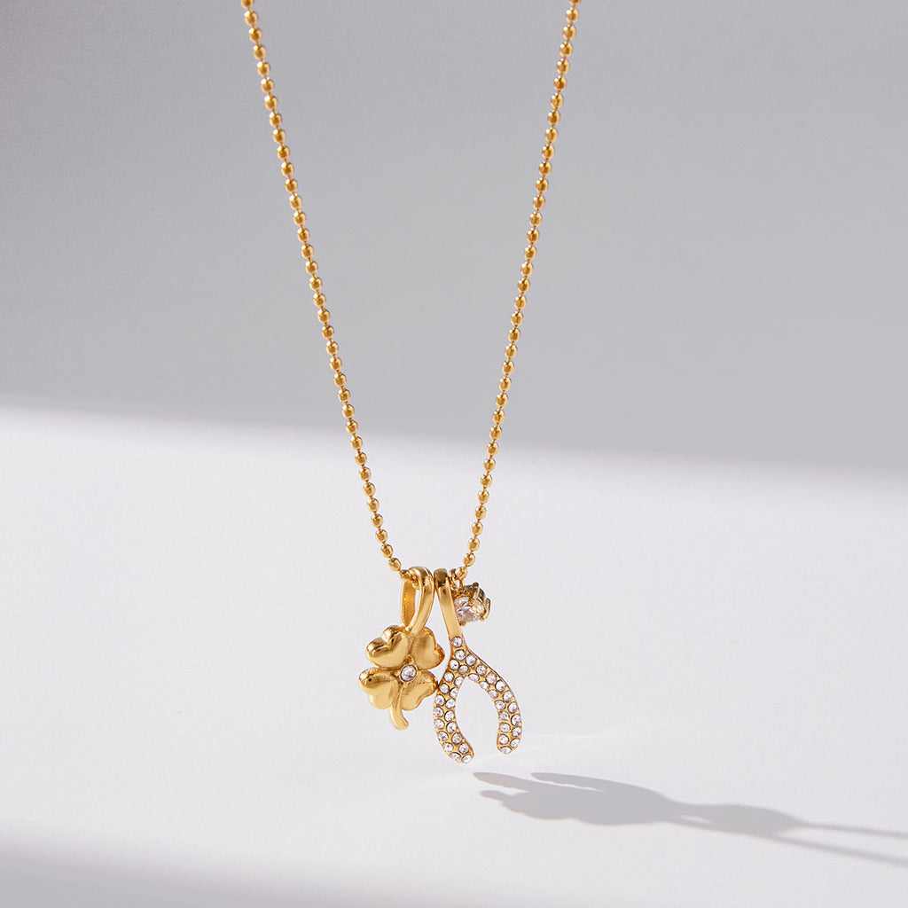 Mila Clover and Horseshoe Charm Necklace