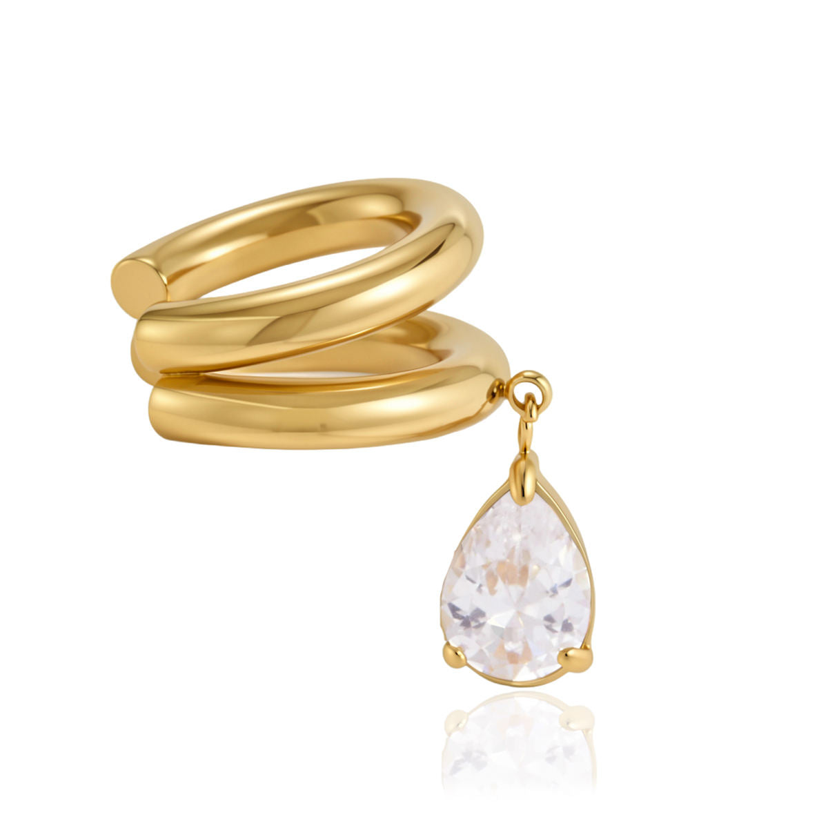 Aurora Teardrop Charm Gold Ear Cuff (Left)