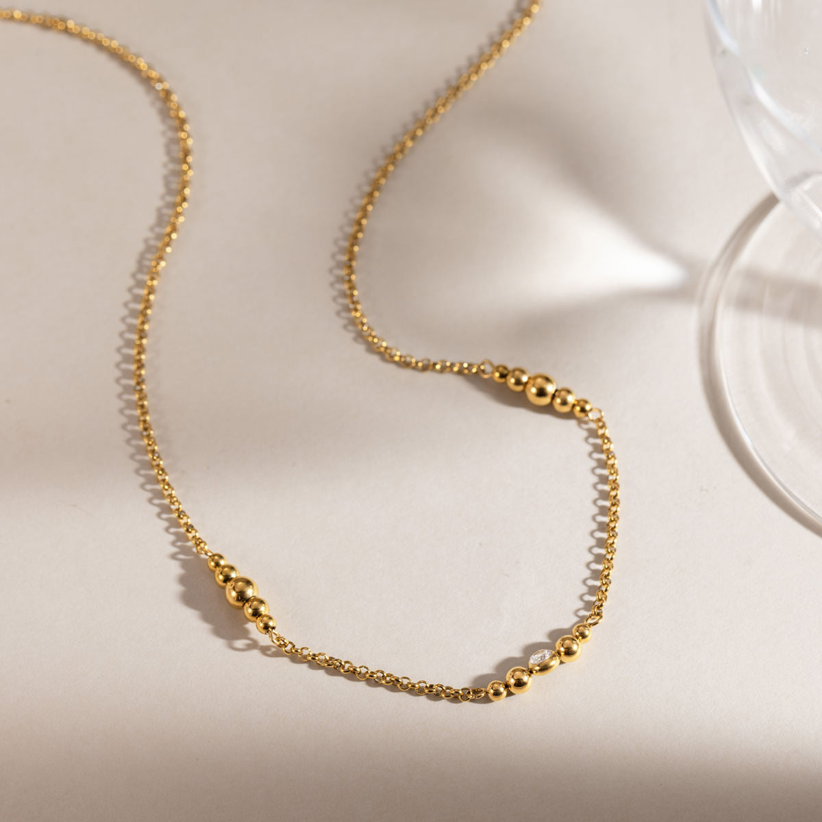 Ariana 18K PVD Minimalist Gold Bead Necklace