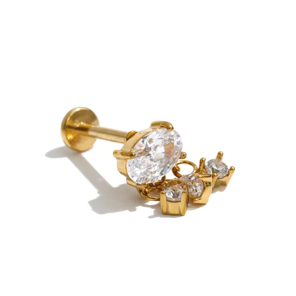 Zoya Oval CZ Dangle Ear Piercing